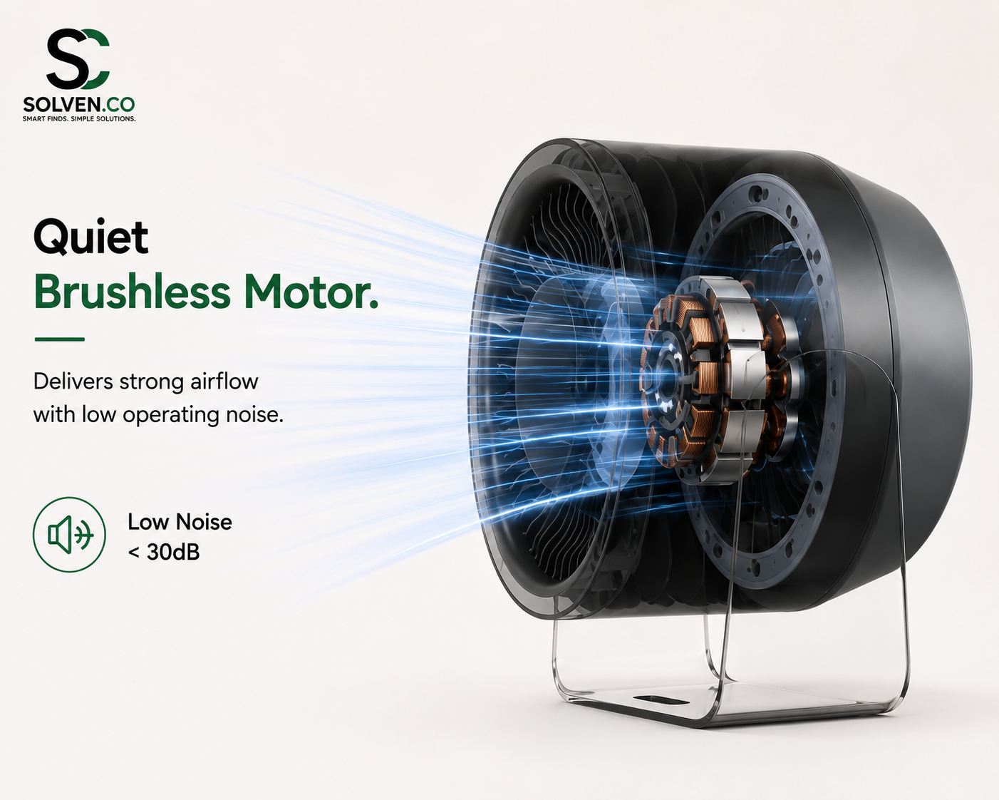 Solven Co™ TurboFlow Rechargeable Desk Fan